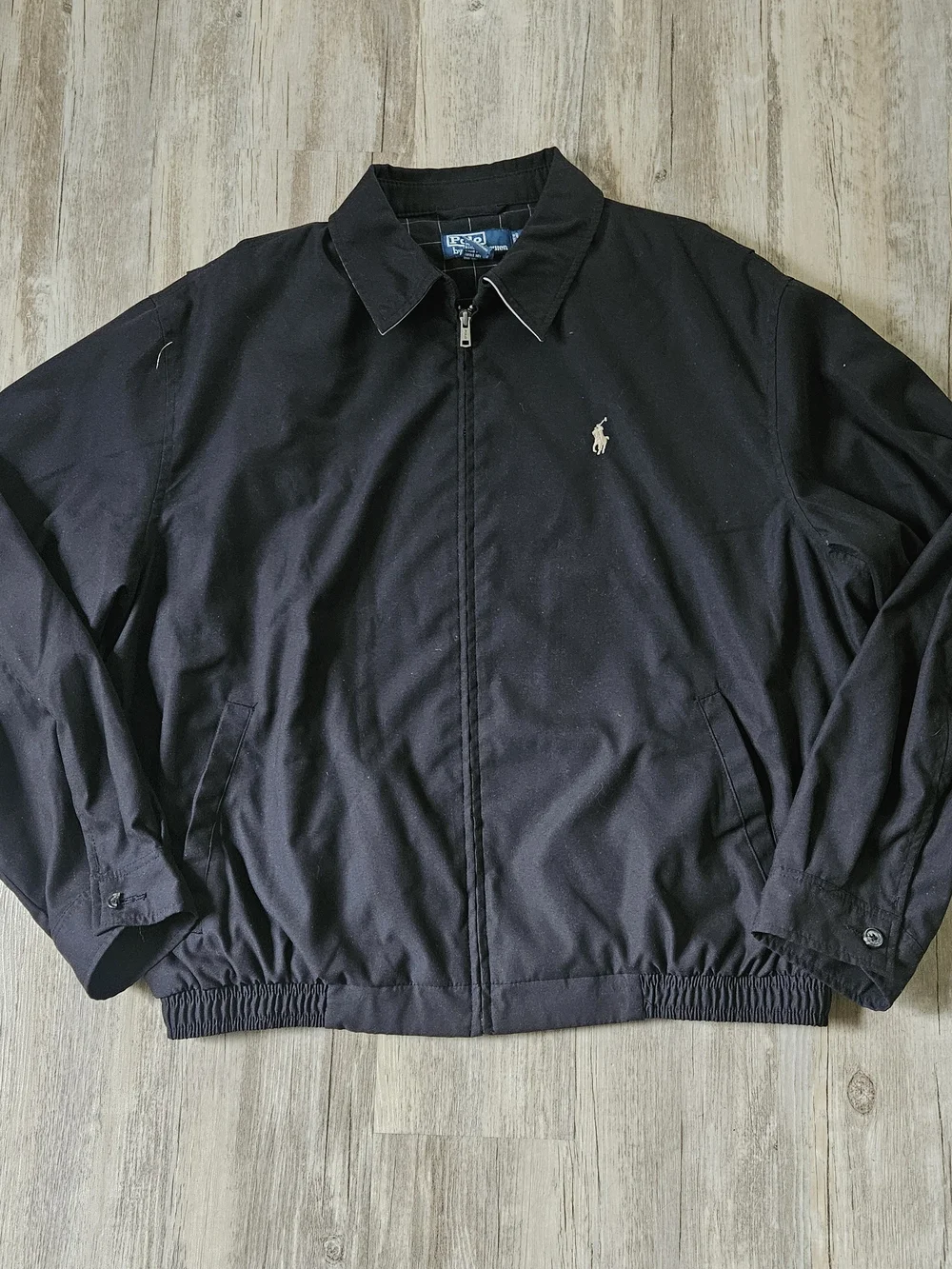 Vintage Polo Ralph Lauren Men's Black Zip-Up Herrington Bomber Jacket Large